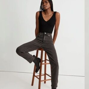 Madewell The Perfect Vintage Jean High Rise Black Dark Denim Sz 28x24 Petite